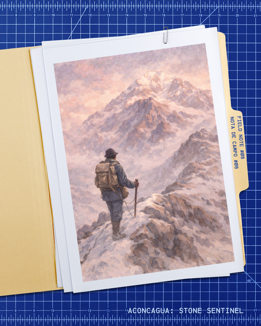 Lone climber facing Aconcagua at dawn