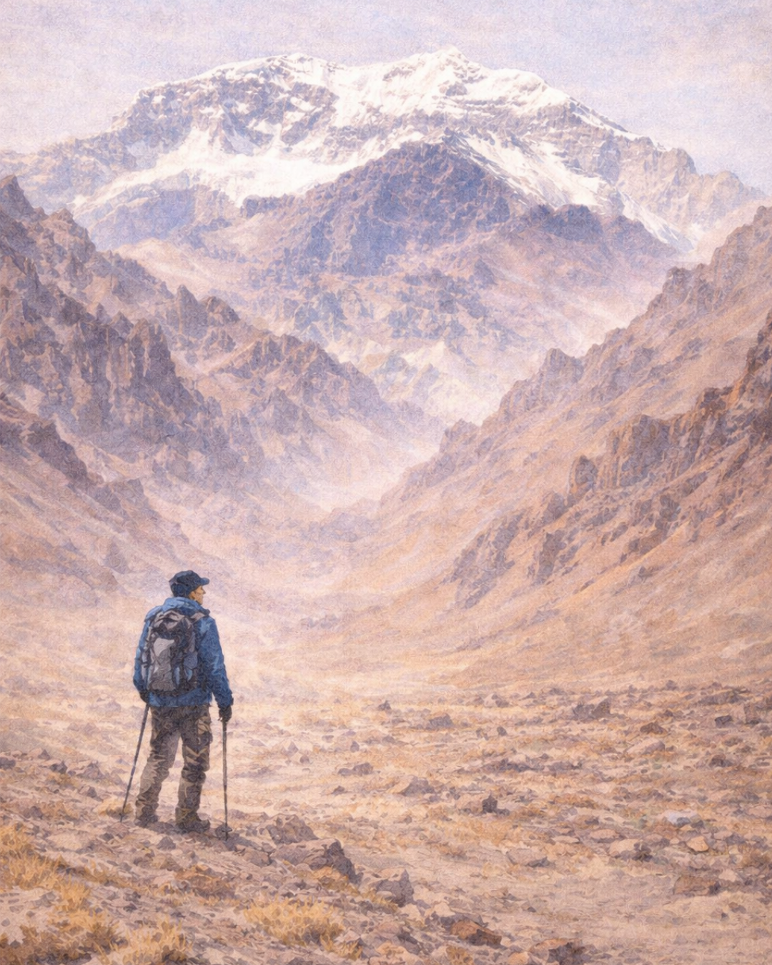 Summit ridge silhouette under cold ambient light